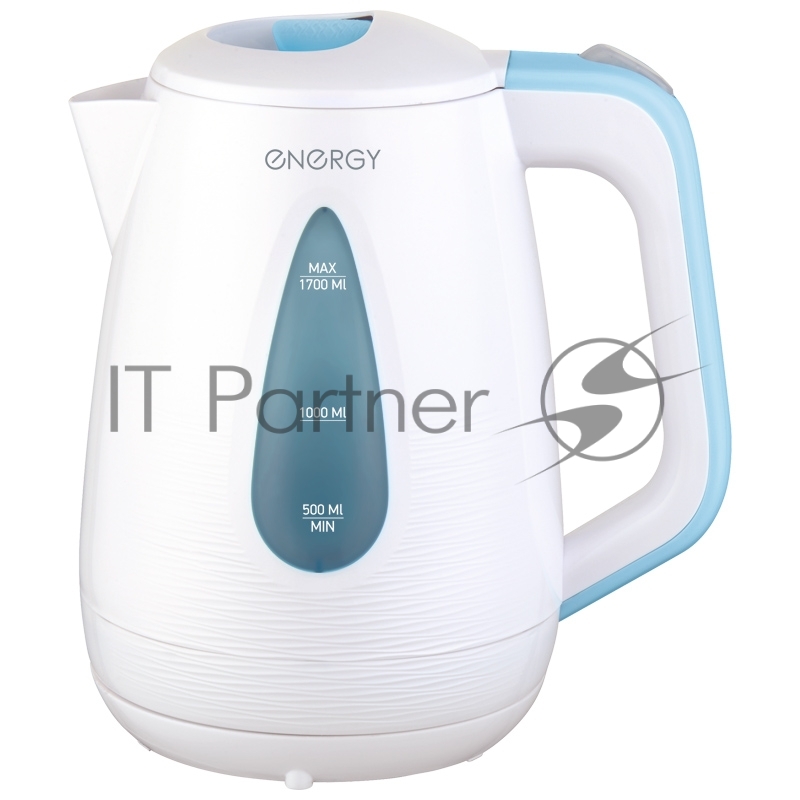 Чайник электрический Energy E-214 белый/голубой (1.7 л, диск)