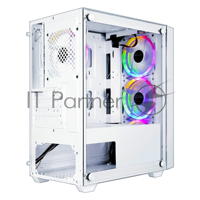 Корпус Ginzzu CL640 mATX FAN 4*12FRGB передняя панель Сетка Белый