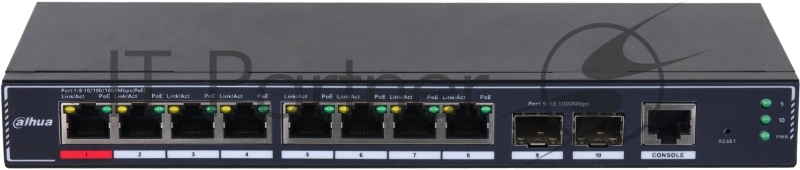 Коммутатор Dahua 10-Port Cloud Managed Desktop Gigabit Switch with 8-Port PoE