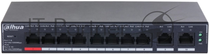 Коммутатор Dahua 10-Port Cloud Managed Gigabit Switch with 8-Port PoE