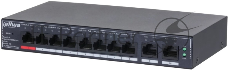 Коммутатор Dahua 10-Port Cloud Managed Gigabit Switch with 8-Port PoE