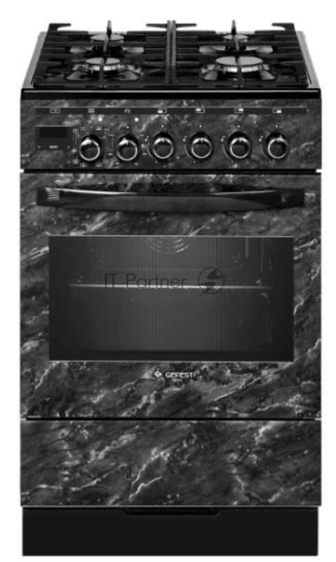 Плита комбинированная Gefest ПГЭ 5502-04 0053 черный, конфорок 4 шт, духовка 55 л, 50 см x 85 см x 58.5 см