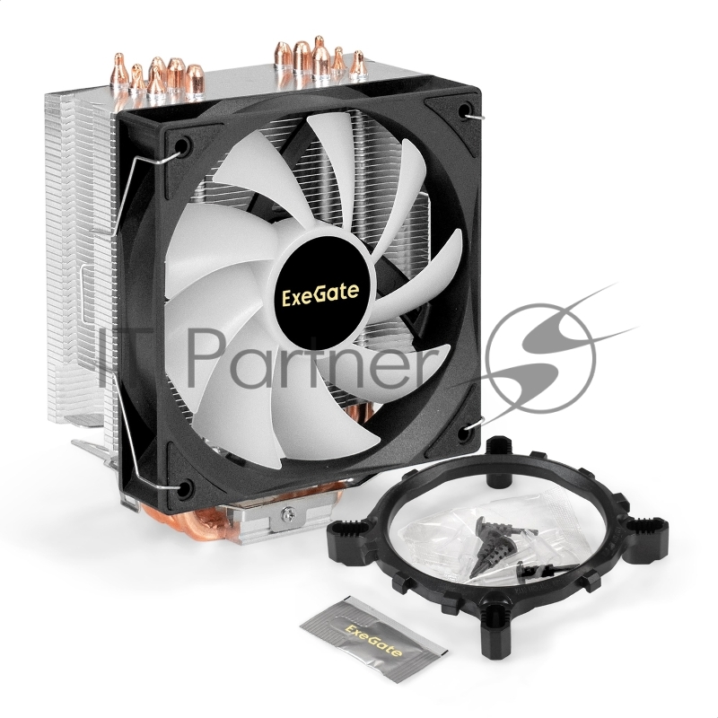 Кулер ExeGate Wizard EXX600-PWM.ARGB (Al+Cu, 6 тепл.трубки, LGA775/1150/1151/1155/1156/120 TDP 180W, Fan 120mm PWM, 800-2400RPM, Hydro bearing, 4pin + 5V 3pin ARGB, 11-24db, 540г, ARGB подсвет