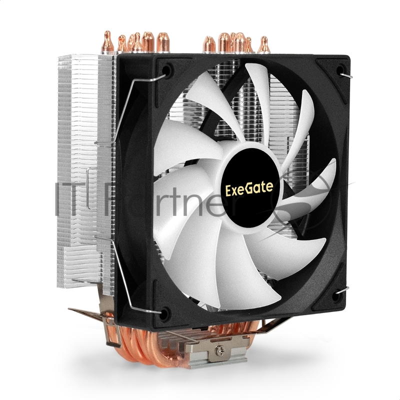 Кулер ExeGate Wizard EXX600-PWM.ARGB (Al+Cu, 6 тепл.трубки, LGA775/1150/1151/1155/1156/120 TDP 180W, Fan 120mm PWM, 800-2400RPM, Hydro bearing, 4pin + 5V 3pin ARGB, 11-24db, 540г, ARGB подсвет