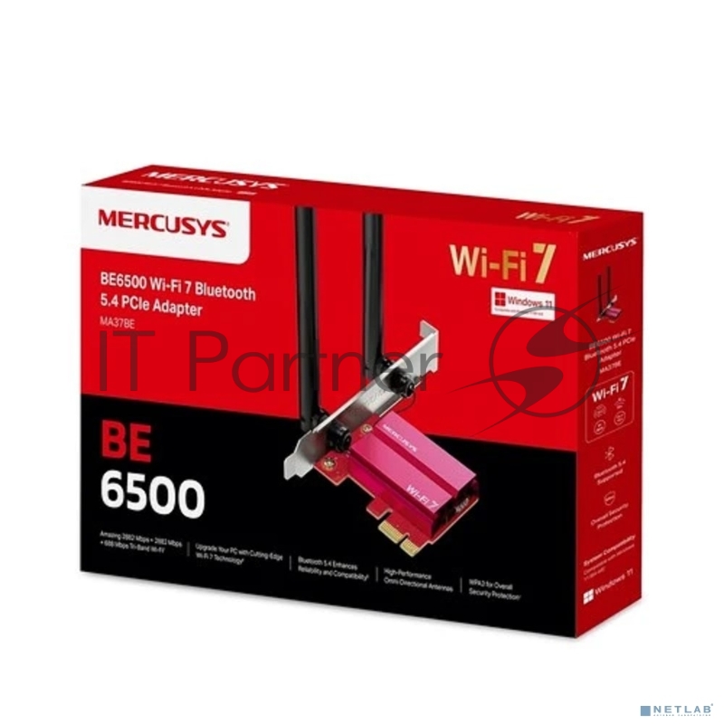 Трехдиапазонный беспроводной адаптер PCI-Express Wi-Fi с поддержкой Bluetooth Mercusys MA37BE