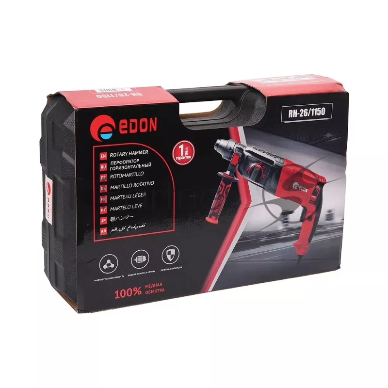 Перфоратор EDON RH-26/1150 черный/красный 9277