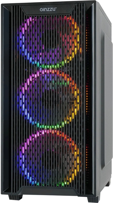 Корпус Ginzzu CL650 mATX FAN 4*12FRGB передняя панель Решетка