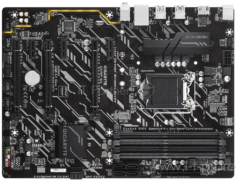 Мат. плата Socket1151 GIGABYTE Z370P D3 (iZ370, 4xDDR4, M.2, SATA III, RAID, 3xPCI-E, HDMI, 1Гбит LAN, USB3.1, ATX)