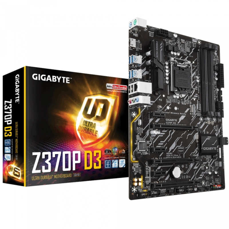 Мат. плата Socket1151 GIGABYTE Z370P D3 (iZ370, 4xDDR4, M.2, SATA III, RAID, 3xPCI-E, HDMI, 1Гбит LAN, USB3.1, ATX)
