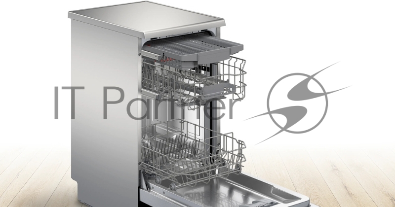 Посудомоечная машина Bosch SPS4HMI64Q, 45 см, 10 комплектов, 10 программ, электронное управление, дисплей, отсрочка старта, уровень шума 46 дБ, энергоэффективность А+, цвет серебряный