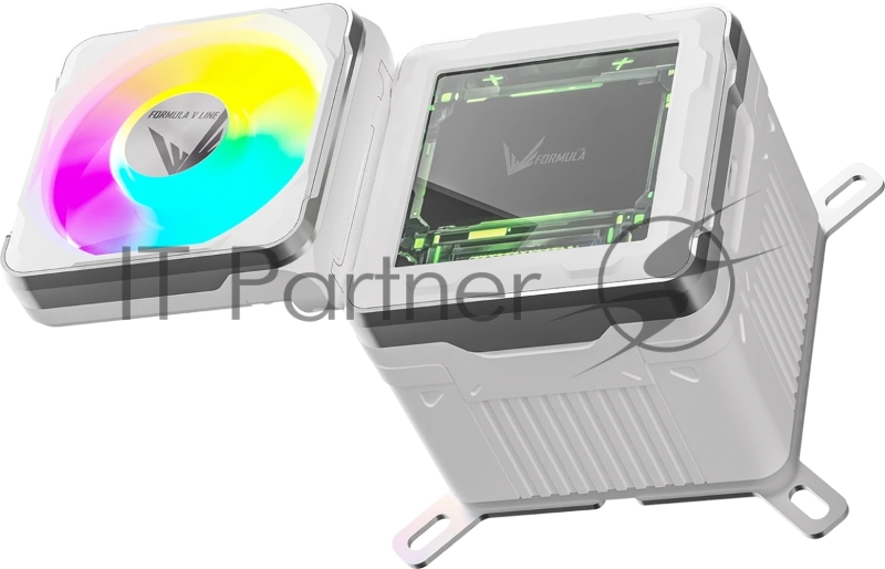 Система жидкостного охлаждения Formula V Line Cryo Wing Digi 240 WH, 240mm, LCD 2.73, 2x120mm, ARGB fans, LGA115X/1200/1700/1851/1366/20 AM3/AM4/AM5/Ryzen3/Ryzen5/Ryze