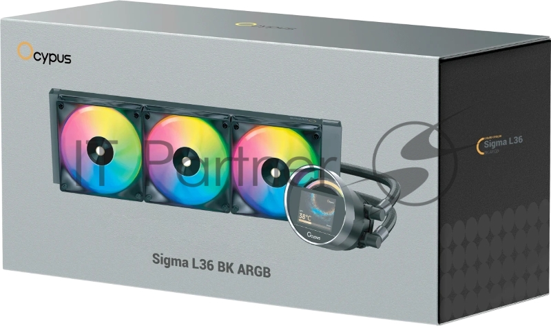 Система охлаждения Ocypus Sigma L36 BK ARGB, 360mm, LCD Pump 2.4, 3x120mm ARGB fans, LGA115X/1200/1700/18XX, AM4/AM5