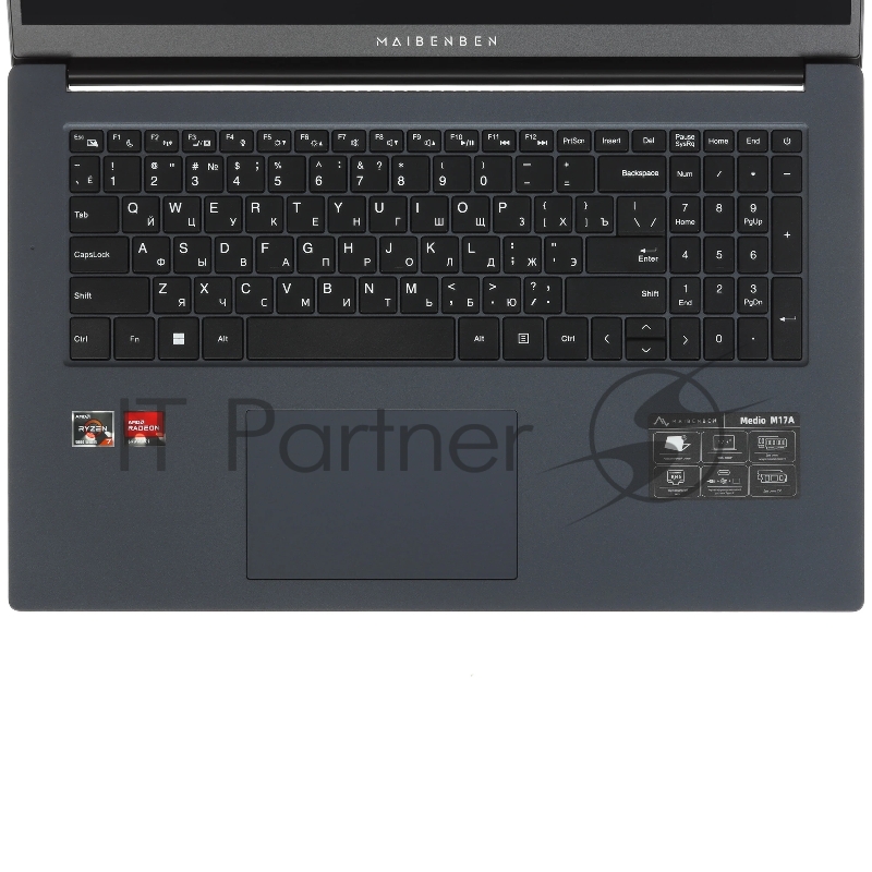 Ноутбук Maibenben M17A-R574UM 17.3 FHD IPS, AMD R5-7430U, 16Gb, 512Gb SSD, Linux, синий (мышка + коврик)