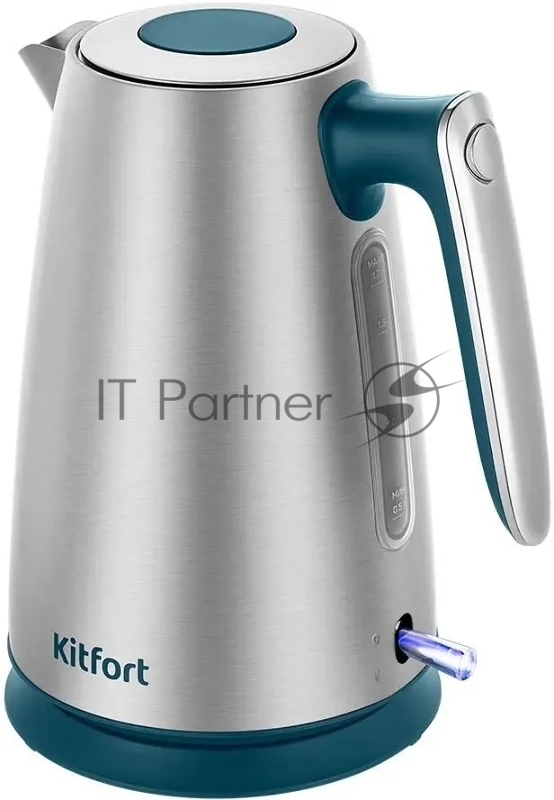 Чайник электрический Kitfort КТ-8725 1.7л. 2200Вт нержавеющая сталь/бирюзовый корпус: нерж.сталь/пластик
