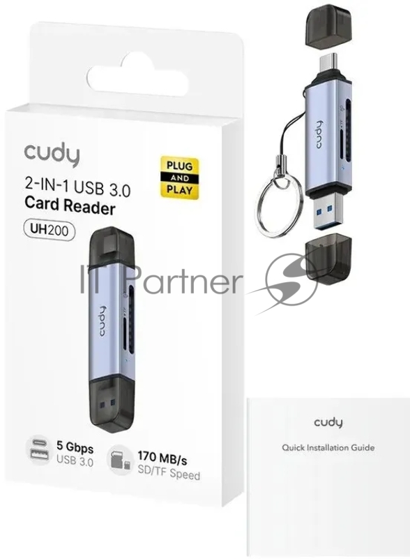 Разветвитель USB 3.2 Cudy UH200 2порт. серебристый