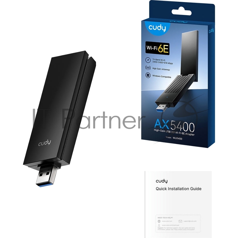 Сетевой адаптер Wi-Fi Cudy WU5400 AXE5400 USB 3.0 (ант.внеш.несъем.) 2ант.