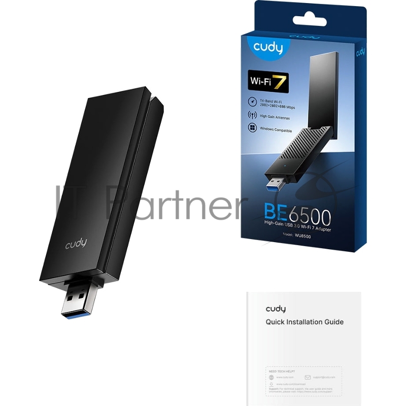 Сетевой адаптер Wi-Fi Cudy WU6500 BE6500 USB 3.0 (ант.внеш.несъем.) 2ант.