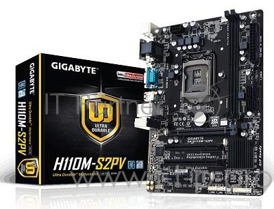 Мат. плата Socket1151 GIGABYTE GA-H110M-S2PV (iH110, 2xDDR4, SATA III, PCI-E, D-Sub, DVI, 1Гбит LAN, USB3.0, mATX)