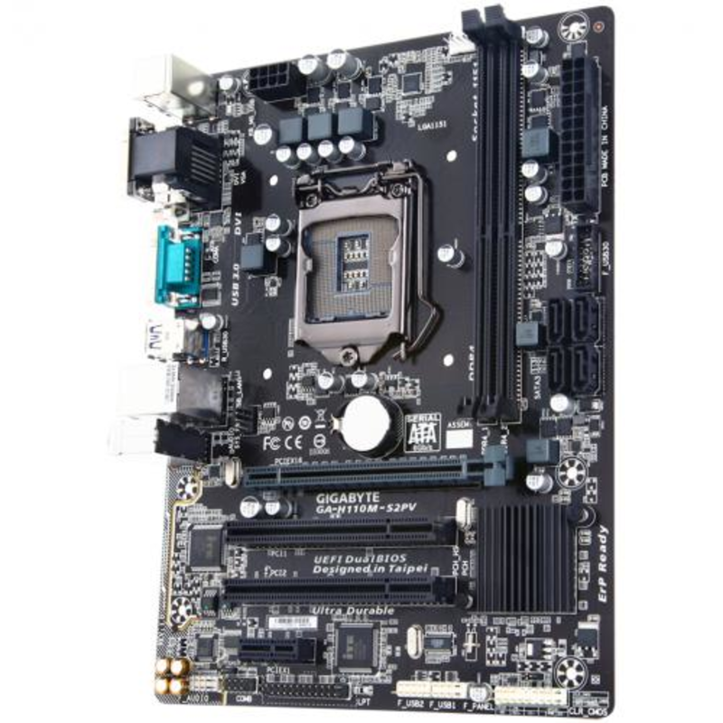 Мат. плата Socket1151 GIGABYTE GA-H110M-S2PV (iH110, 2xDDR4, SATA III, PCI-E, D-Sub, DVI, 1Гбит LAN, USB3.0, mATX)