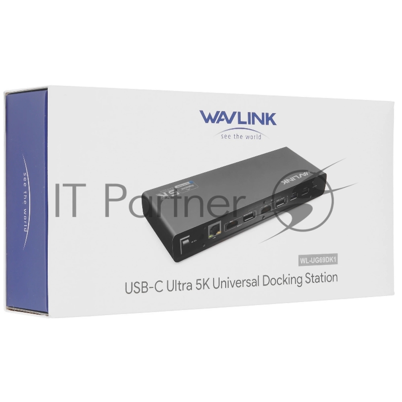 USB-концентратор Docking Station WAVLINK USB-C&USB3.0 Ultra 5K(Dual 4K) Universal Include 20V/2.5A Power Adaper/ 6xUSB3.0/2xDP 4K 60HZ/2xHDMI 4K 60HZ/1xGigabit LAN/1xAudio In/Out/ Not Support Power Delivery