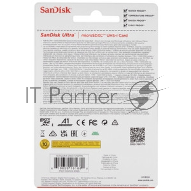 Флеш карта microSDXC 256GB SanDisk Ultra Class 10, UHS-I, R 150 МБ/с, <SDSQUAC-256G-GN6MA>