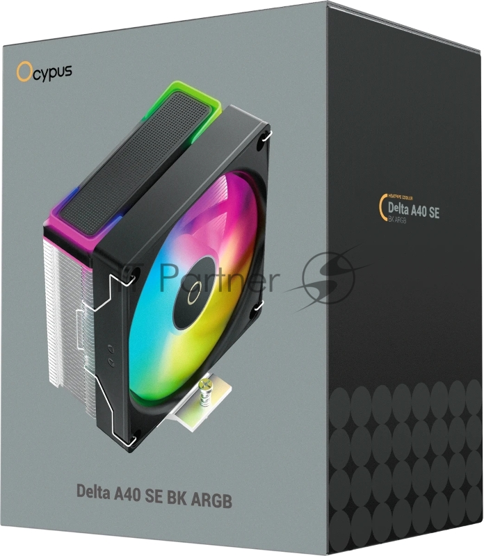 Кулер для процессора Ocypus Delta A40 SE BK ARGB, 120mm ARGB FAN, Top ARGB Panel, 4 HEAT PIPES, 4-PIN PWM, 800-1800 RPM, 31DBA, HYDRO BEARING, LGA115X/1200/1700/18XX, AM4/AM5