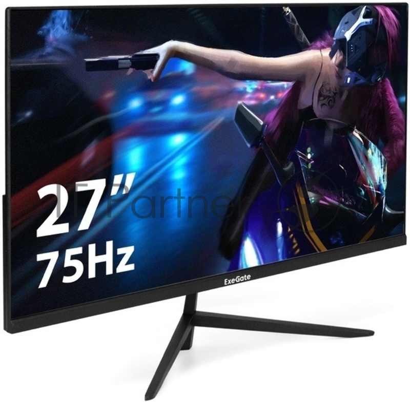 Монитор 27 ExeGate ProSmart EZ2700 (IPS LED Grade A+, FHD, 1920x1080@75Гц, 16:9, 250cd/m2, 1000:1, 178°/178°, 5ms, D-Sub, HDMI, Flicker-free, Low Blue Light, FreeSync, кабель HDMI 1.5м, VESA, регулировка наклона (tilt), черный)