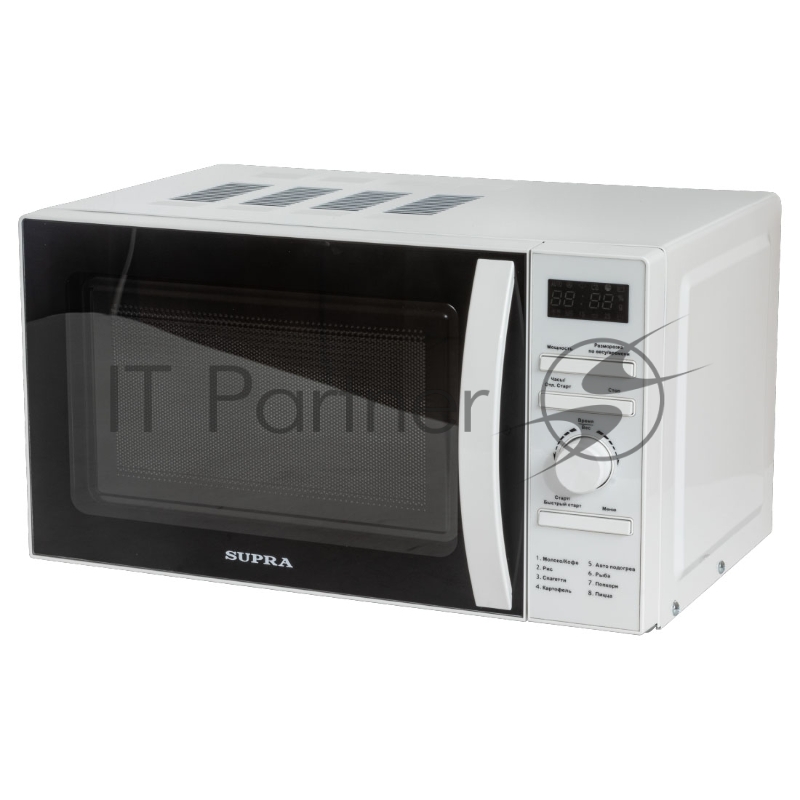 Микроволновая печь SUPRA 20TW55, Мощность 700вт, Объем 20 литров, Электронное управление, Таймер, 5 уровней мощности, 8 режимов автомотических програм, цвет: белый