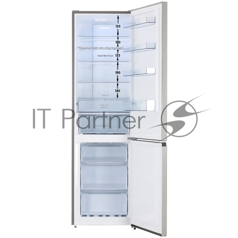 Холодильник Hisense RB434N4BC2 нержавеющая сталь двухкамерный 235/96л морозилка снизу, NoFrost