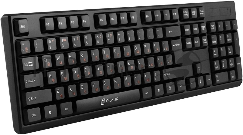 Клавиатура проводная Oklick 100M/100M HW3 черный USB