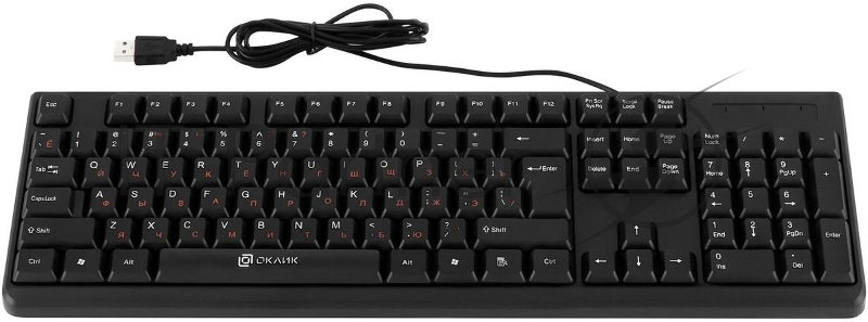 Клавиатура проводная Oklick 100M/100M HW3 черный USB