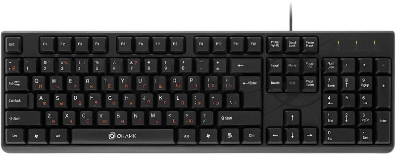 Клавиатура проводная Oklick 100M/100M HW3 черный USB