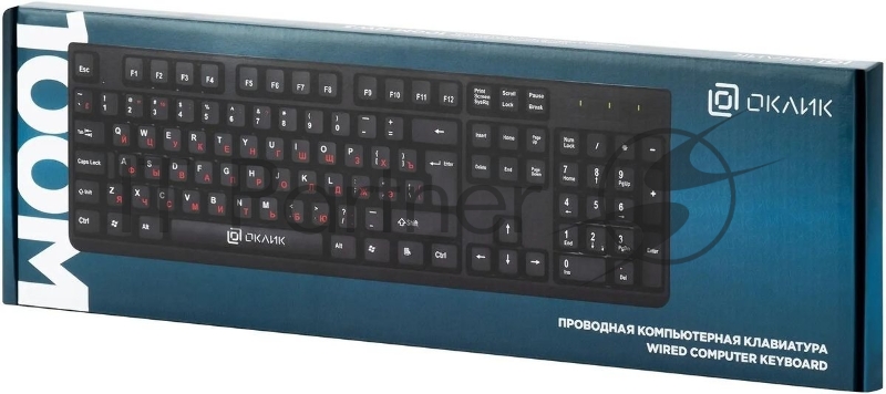Клавиатура проводная Oklick 100M/100M HW3 черный USB