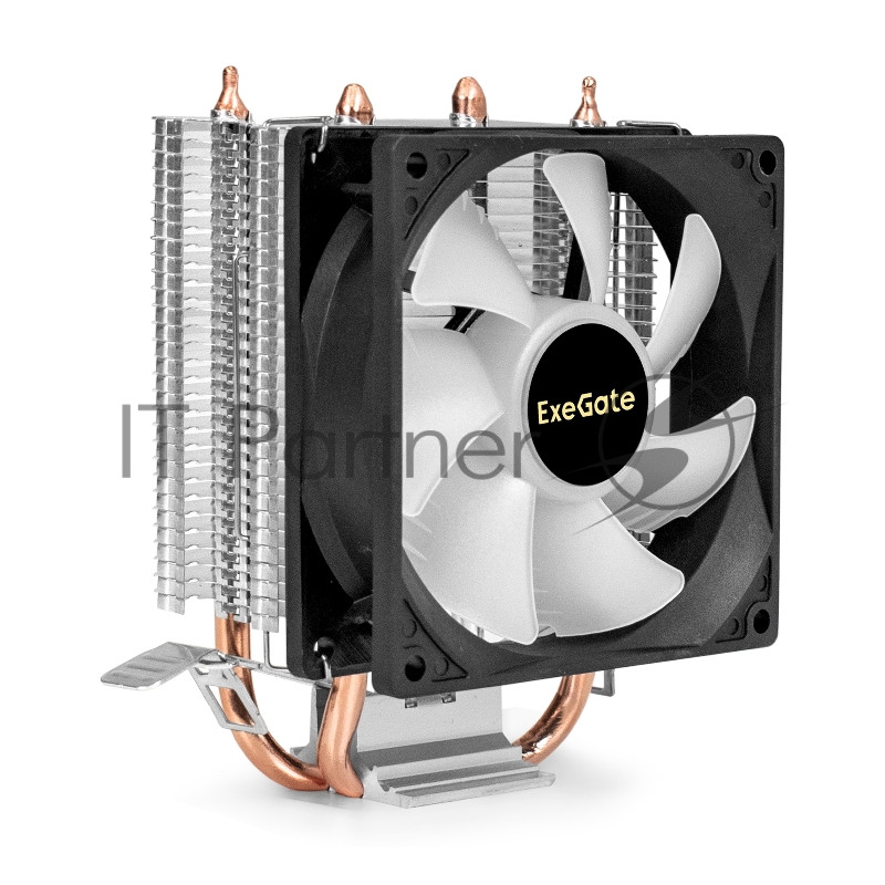 Кулер ExeGate Wizard EXX200-PWM.RGB (Al+Cu, 2 тепл.трубки, LGA775/1150/1151/1155/1156/120 TDP 95W, Fan 90mm, PWM, 800-2400RPM, Hydro bearing, 4pin, 11-24db, 305г, RGB подсветка, с термопастой,