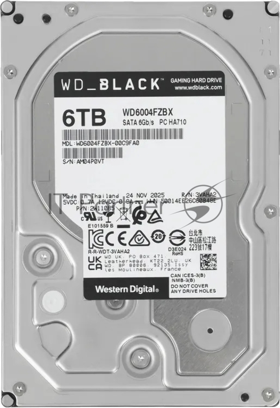 Жесткий диск WD SATA-III 6TB WD6004FZBX Desktop Black (7200rpm) 256Mb 3.5