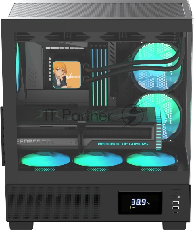 Компьютерный корпус AeroCool/Formula V Line Crystal E1 Black, ATX, TYPE-C*1, USB3.0*2, Switch Display Panel
