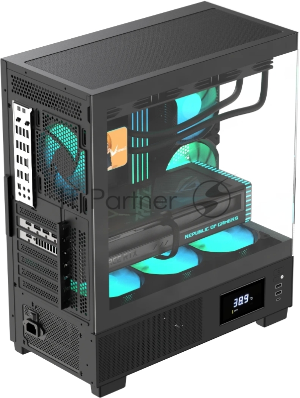 Компьютерный корпус AeroCool/Formula V Line Crystal E1 Black, ATX, TYPE-C*1, USB3.0*2, Switch Display Panel