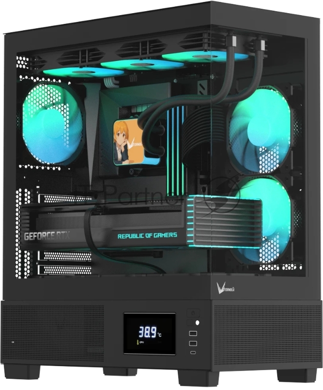 Компьютерный корпус AeroCool/Formula V Line Crystal E1 Black, ATX, TYPE-C*1, USB3.0*2, Switch Display Panel
