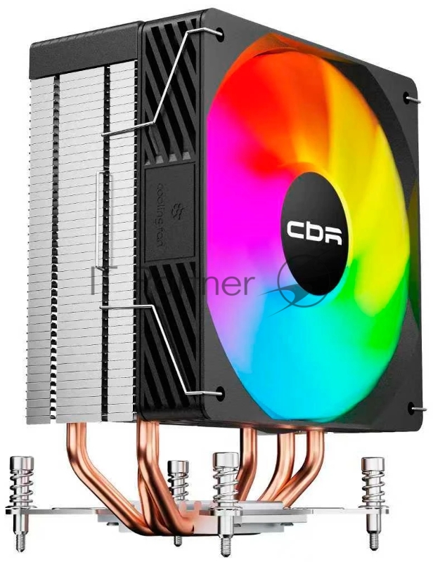 Кулер для процессора CBR CBR-CC-3190-RGB-PWM Al+Cu, 3 heat pipes, Socket 775/1366/1155/1156/1150/1151/1 TDP 190W, 120mm Fan, 2300RPM, HB, RGB, PWM, 36db