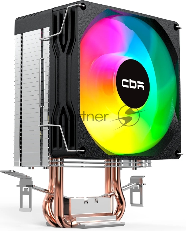 Кулер для процессора CBR CBR-CC-2115-RGB-PWM Al+Cu, 2 heat pipes, Socket 775/1155/1156/1150/1151/1200/1 TDP 115W, 90mm Fan, 2600RPM, HB, RGB, PWM, 32db