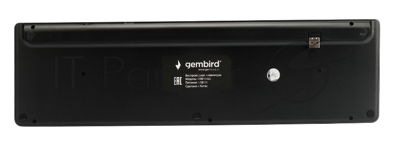 Беспроводная клавиатура Gembird KBW-8460, полноразмерная, 103кл+5 доп, 12Fn, порт Type-C, ножничная, тихая, BT 5.0/2.4 ГГц, черная