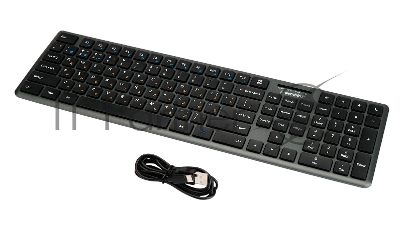 Беспроводная клавиатура Gembird KBW-8460, полноразмерная, 103кл+5 доп, 12Fn, порт Type-C, ножничная, тихая, BT 5.0/2.4 ГГц, черная