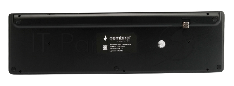 Беспроводная клавиатура Gembird KBW-8460, полноразмерная, 103кл+5 доп, 12Fn, порт Type-C, ножничная, тихая, BT 5.0/2.4 ГГц, черная