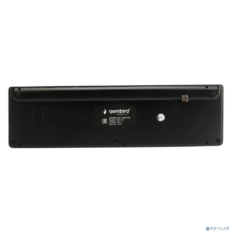 Беспроводная клавиатура Gembird KBW-8460, полноразмерная, 103кл+5 доп, 12Fn, порт Type-C, ножничная, тихая, BT 5.0/2.4 ГГц, черная