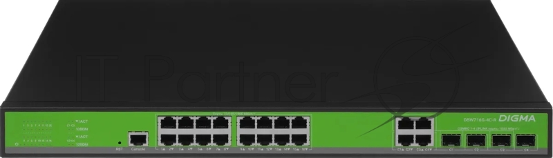 Коммутатор Digma DSW716G-4C-R (L2+) 16x1Гбит/с 4xКомбо(1000BASE-T/SFP) управляемый