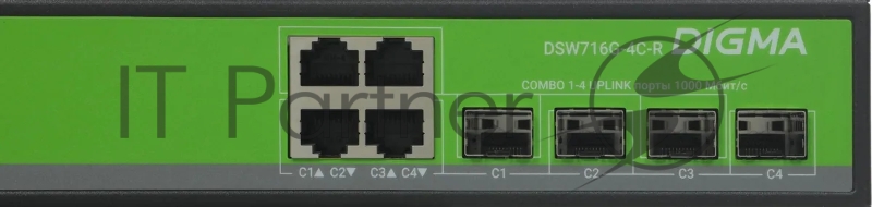 Коммутатор Digma DSW716G-4C-R (L2+) 16x1Гбит/с 4xКомбо(1000BASE-T/SFP) управляемый