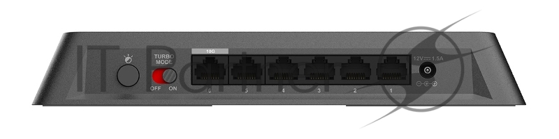 Конфигурируемый коммутатор, 5x1000Base-T, 1x10GBase-T, DIP-переключатель, корпус металл