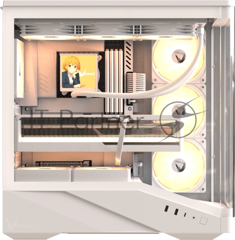 Компьютерный корпус Formula V Line Crystal U9 PA White, ATX, TYPE-C*1, USB3.0*2, Curved Glass, SIDE 3x PERFORMANCE ARGB, REAR 1x PERFORMANCE ARGB