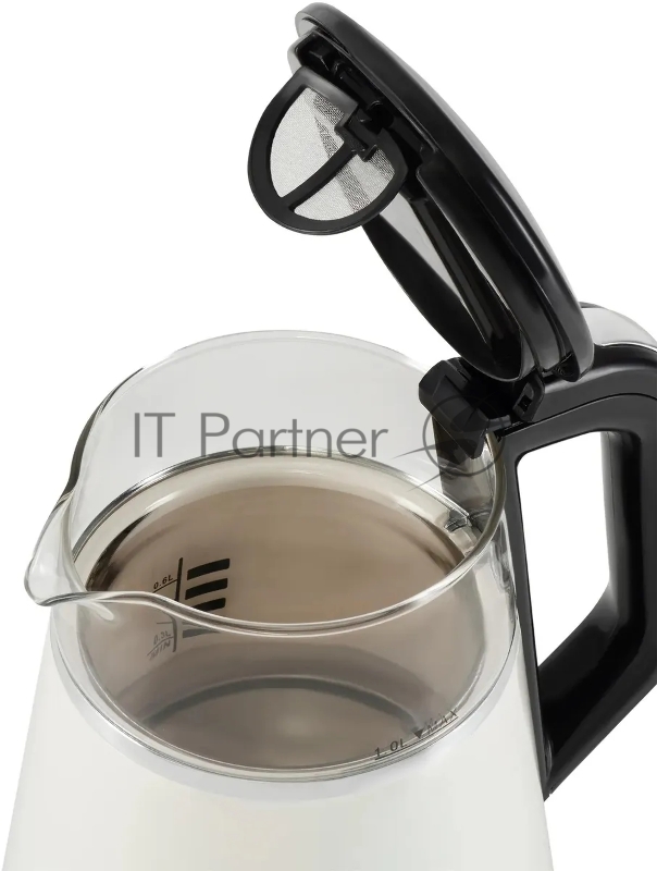 Чайник электрический Hyundai HYK-G3013 1.0 л, 2200 Вт, белый/черный корпус: стекло