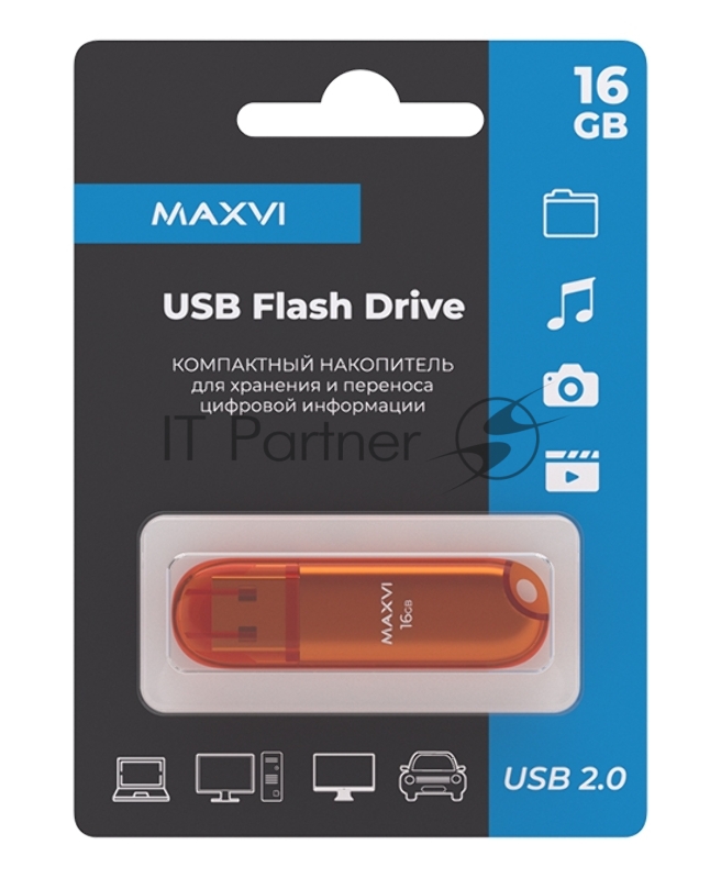 USB флеш-накопитель Maxvi P1 16GB orange (FD16GBUSB20C10P1).